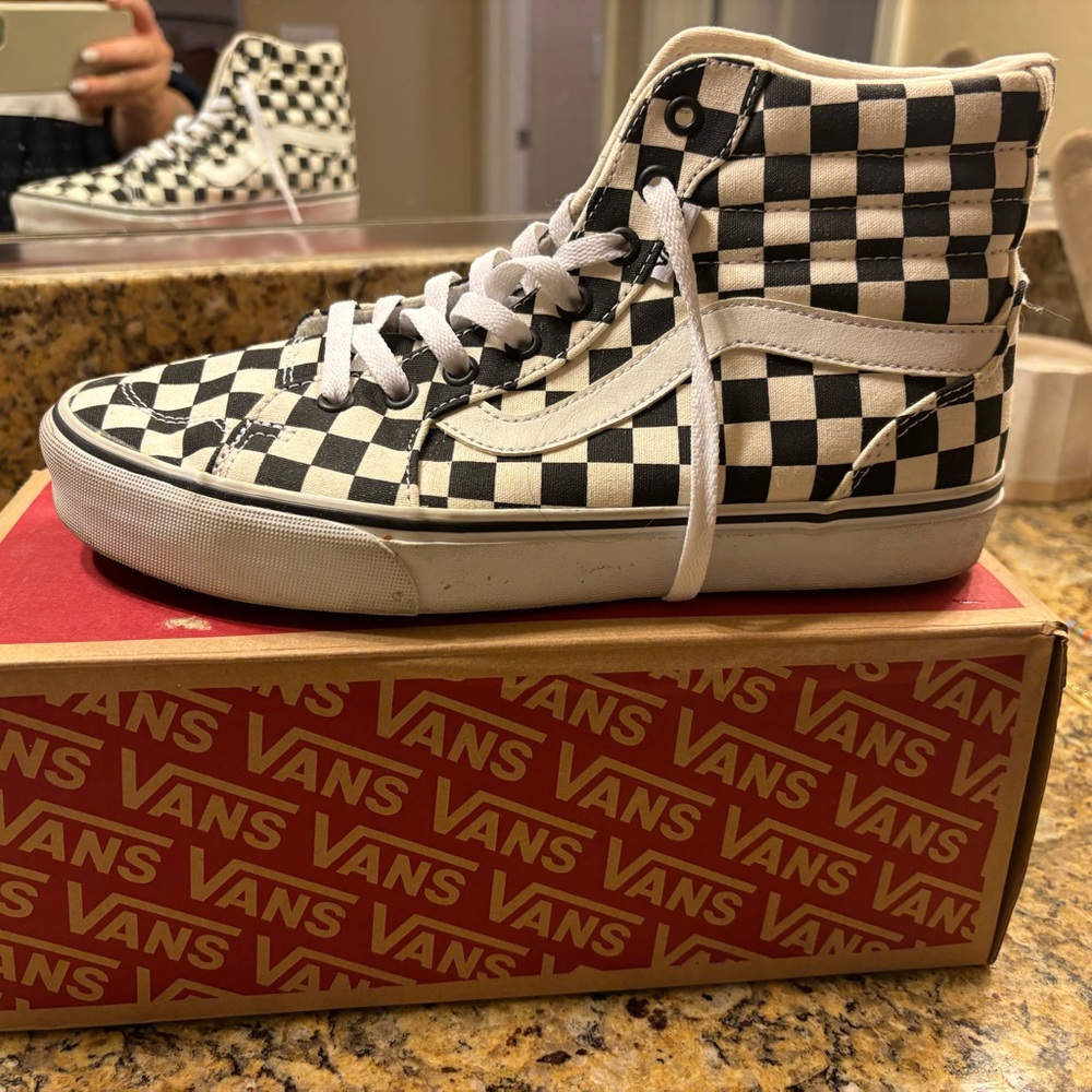 Checkered high top vans